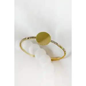 Altın Renk Taşlı Çelik Kelepçe