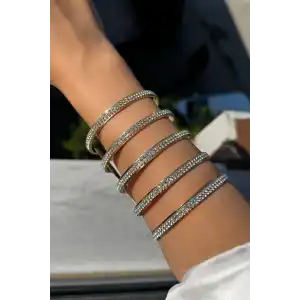 Altın Renk Taşlı Kelepçe Bileklik