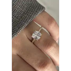 Altın Renk Tektaş Detaylı Ayarlanabilir Yüzük