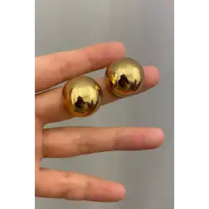 Altın Renk Top Çelik Küpe (Çift)