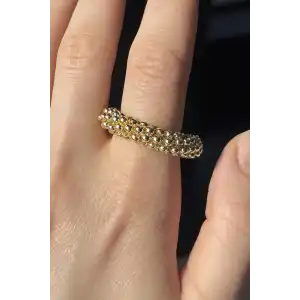 Altın Renk Top Detaylı Ayarlanabilir Yüzük