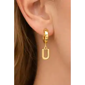 Altın Renk U Harf Çelik Küpe (Çift)