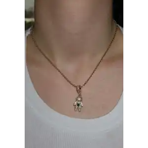 Altın Renk Yeşil Taş Detaylı YSX Kolye