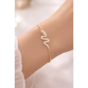 Altın Renk Yılan Figürlü Çelik Xupıng VİP Bileklik