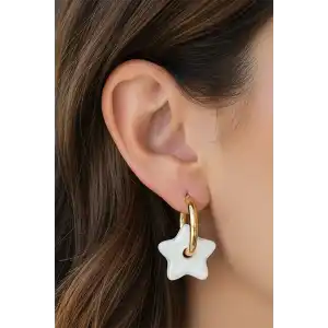 Altın Renk Yıldız Figürlü Çelik Küpe (Çift)