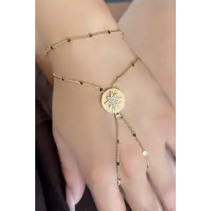 Altın Renk Yıldız Figürlü Taş Detaylı Şahmeran