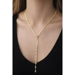 Altın Renk Yıldız Figürlü Taş Detaylı Y Kolye