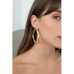 Altın Renk YSX Halka Küpe (Çift)