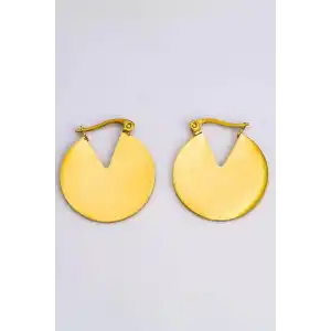 Altın Renk Yuvarlak Çelik Küpe (Çift)