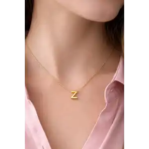 Altın Renk Z Harf Çelik Kolye