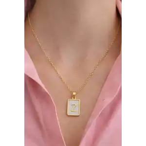 Altın Renk Z Harf Çelik Kolye