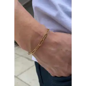 Altın Renk Zincir Çelik Bileklik (Unisex)