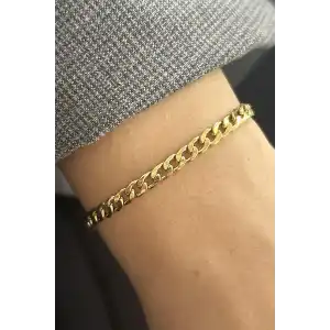 Altın Renk Zincir Çelik Bileklik (Unisex)