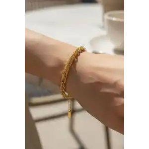 Altın Renk Zincir Detaylı Bileklik