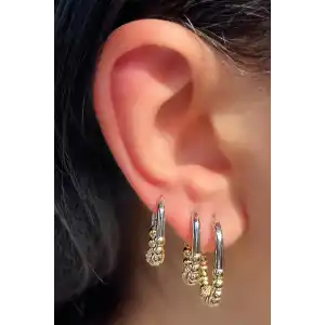 Altın Ve Gümüş Renk 3lü YSX Küpe Set