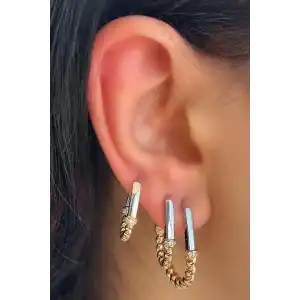 Altın Ve Gümüş Renk Burgu Detaylı 3lü YSX Küpe Set