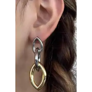 Altın Ve Gümüş Renk YSX Küpe (Çift)