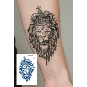Aslan Figürlü 12 Saat Sonra Kararan Geçici Orta Dövme Tattoo