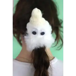 Beyaz Renk Canavar Figürlü Peluş Simit Toka