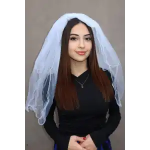 Beyaz Renk Duvak After Party Nikah Duvağı Tarak Tokalı