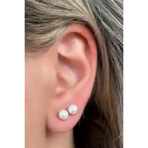 Beyaz Renk İnci Küpe (Çift)