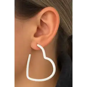 Beyaz Renk Kalp Figürlü Küpe (Çift)