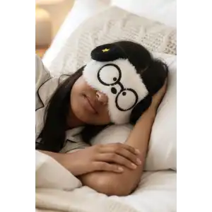 Beyaz Renk Köpek Figürlü Peluş Uyku Bandı