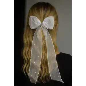 Beyaz Renk Kurdele Figürlü Otomat Toka