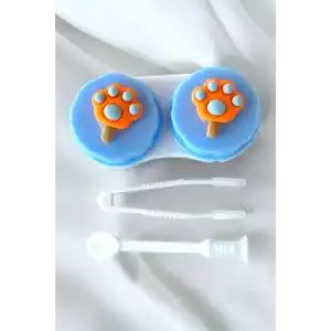 Beyaz Renk Mavi Pati Figürlü Lens Saklama Kutusu