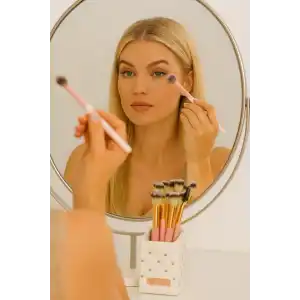 Beyaz Renk Profesyonel 13lü Standlı Makyaj Fırça Seti