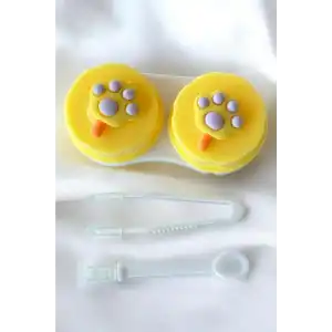 Beyaz Renk Sarı Pati Figürlü Lens Saklama Kutusu