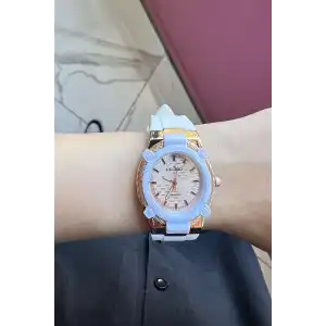 Beyaz Renk Silikon Kordonlu Kadın Saat