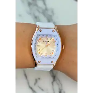 Beyaz Renk Silikon Kordonlu Kadın Saat