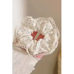 Beyaz Ve Mavi Renk Puantiyeli Simit Toka