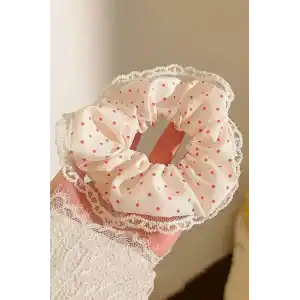 Beyaz Ve Pembe Renk Puantiyeli Simit Toka