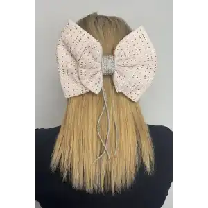 Beyaz Ve Turuncu Renk Kurdele Figürlü Taş Detaylı  Otomat Toka