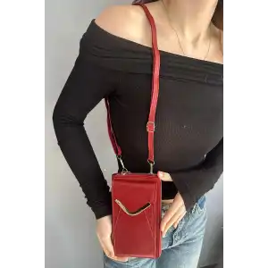 Bordo Renk Kadın Deri Çanta