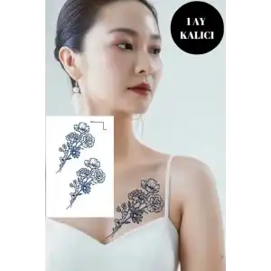 Çiçek Figürlü 12 Saat Sonra Kararan Geçici Orta Dövme Tattoo