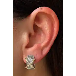 Çift Renk Taş Detaylı YSX Küpe (Çift)