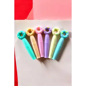 Donut Figürlü 6lı Fosforlu Kalem Set