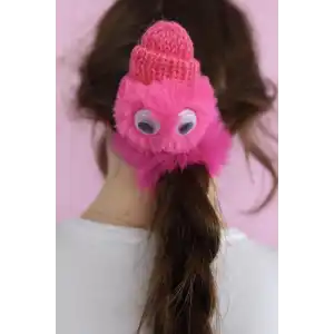 Fuşya Renk Canavar Figürlü Peluş Simit Toka