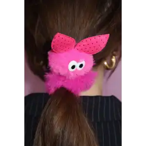 Fuşya Renk Tavşan Figürlü Peluş Simit Toka