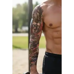 Geçici Aslan ve Kartal Kol Dövme Tattoo