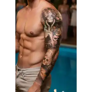 Geçici Azrail ve Kadın Modelli Kol Dövme Tattoo