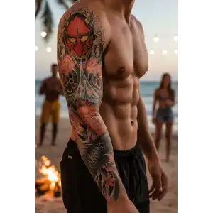 Geçici Balık ve Şeytan Kol Dövme Tattoo