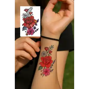 Geçici Çiçek Figürlü Mini Dövme Tattoo
