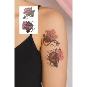 Geçici Çiçek Ve Kilit Figürlü Mini Dövme Tattoo