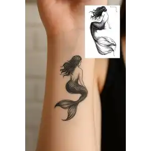 Geçici Deniz Kızı Figürlü Mini Dövme Tattoo
