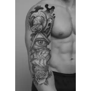 Geçici Göz Ve Çiçek Figürlü Dövme Tattoo