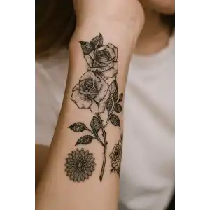 Geçici Gül Figürlü Mini Dövme Tattoo
